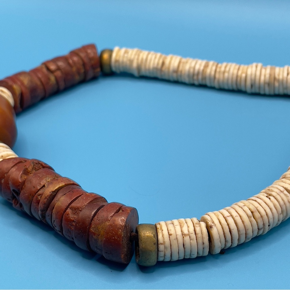 Vintage African Tribal Choker w/ HUGE Phenolic Amber Bead – Maasai Magic! 🔥 - Picture 7 of 11